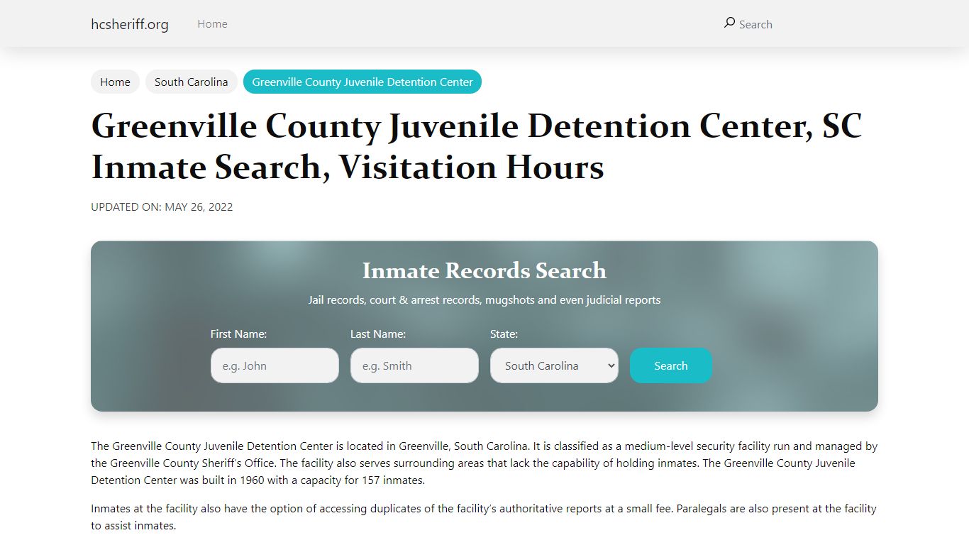Greenville County Juvenile Detention Center, SC Inmate ...